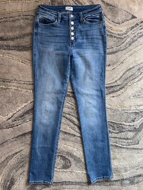 Amalli Talli High-Rise Skinny Jeans in Medium Blue with Button-Fly W29/L34